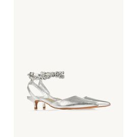 Slingback Salto Médio Metalizado Silver