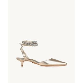 Slingback Salto Médio Metalizado Ouro Light