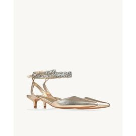 Slingback Salto Médio Metalizado Ouro Light