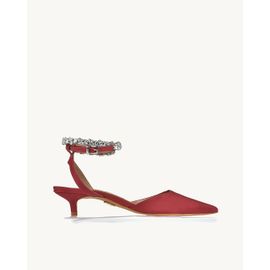 Slingback Salto Médio Satin Scarlet
