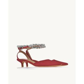 Slingback Salto Médio Satin Scarlet