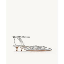 Slingback Salto Médio Metalizado Silver