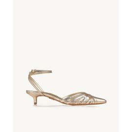 Slingback Salto Médio Metalizado Ouro Light