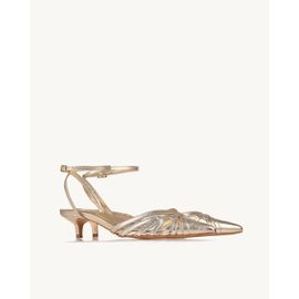 Slingback Salto Médio Metalizado Ouro Light