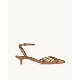 Slingback Salto Médio Metalizado Old Gold
