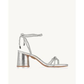 Sandália Salto Médio Cord Lurex Prata
