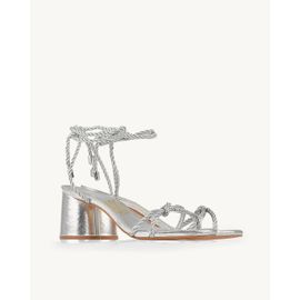 Sandália Salto Médio Cord Lurex Prata