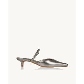 Slingback Salto Médio Metalizado Old Silver