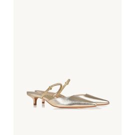 Slingback Salto Médio Metalizado Light Gold