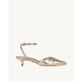 Slingback Salto Médio Metalizado Light Gold