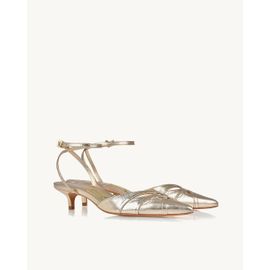 Slingback Salto Médio Metalizado Light Gold