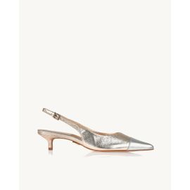 Slingback Salto Médio Metalizado Silver