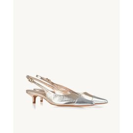 Slingback Salto Médio Metalizado Silver