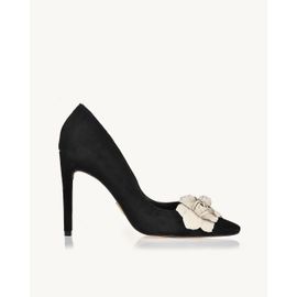 Scarpin Salto Alto Chamois Preta