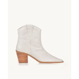 Bota Salto Médio Croco Off White
