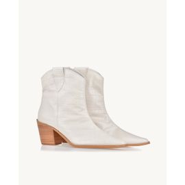 Bota Salto Médio Croco Off White