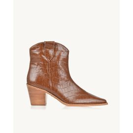 Bota Salto Médio Croco Camel