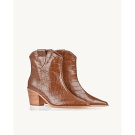 Bota Salto Médio Croco Camel