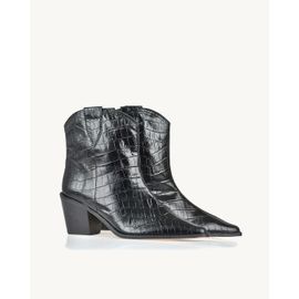 Bota Salto Médio Croco Preta