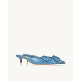 Slingback Salto Médio Piton Denim