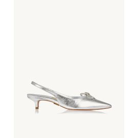 Slingback Salto Médio Metalizado Silver