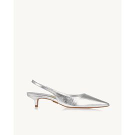 Slingback Salto Médio Metalizado Silver