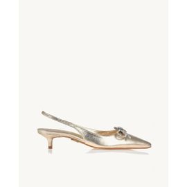 Slingback Salto Médio Metalizado Light Gold