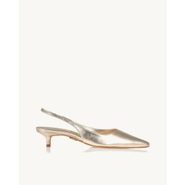 Slingback Salto Médio Metalizado Light Gold