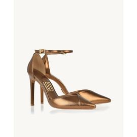 Scarpin Salto Alto Metalizado Old Gold
