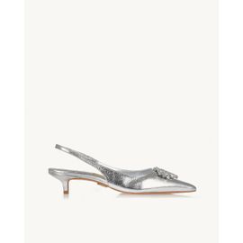 Slingback Salto Médio Metalizado Silver