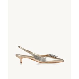 Slingback Salto Médio Metalizado Light Gold