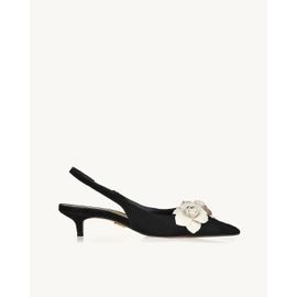 Slingback Salto Médio Chamois Preta