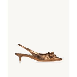 Slingback Salto Médio Metalizado Old Gold