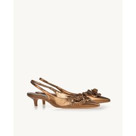 Slingback Salto Médio Metalizado Old Gold