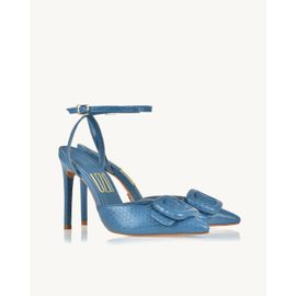 Slingback Salto Alto Piton Denim