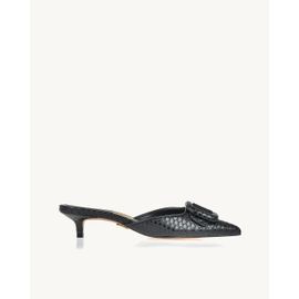 Slingback Salto Médio Piton Preta