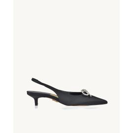 Slingback Salto Médio Satin Preta