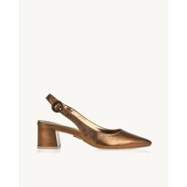 Slingback Salto Médio Shine Old Gold
