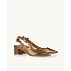 Slingback Salto Médio Shine Old Gold