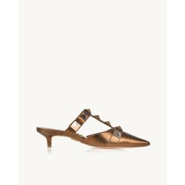 Slingback Salto Médio Shine Old Gold