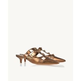 Slingback Salto Médio Shine Old Gold