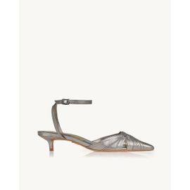 Slingback Salto Médio Shine Old Silver