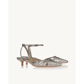 Slingback Salto Médio Shine Old Silver