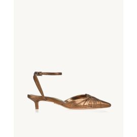 Slingback Salto Médio Shine Old Gold