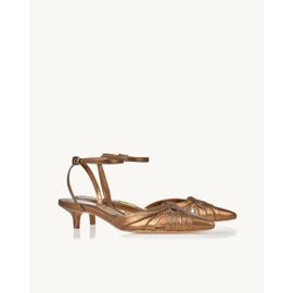 Slingback Salto Médio Shine Old Gold