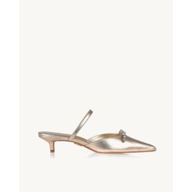 Slingback Salto Médio Shine Light Gold
