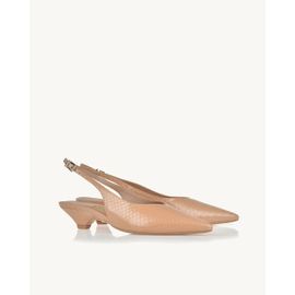 Slingback Salto Baixo Piton Pele