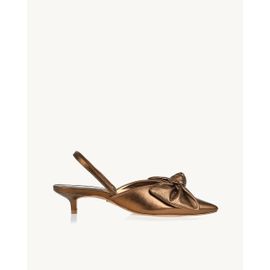 Slingback Salto Médio Shine Old Gold