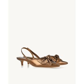 Slingback Salto Médio Shine Old Gold