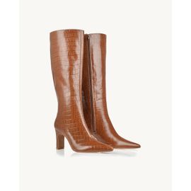 Bota Salto Médio Croco Camel
